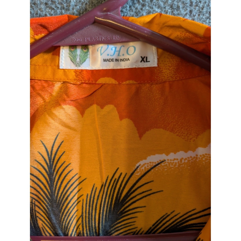 VHO Shirt Mens Button Up Size XL Palm Print  Terivoile  Colorful Hawaiian Shirt - Picture 5 of 9